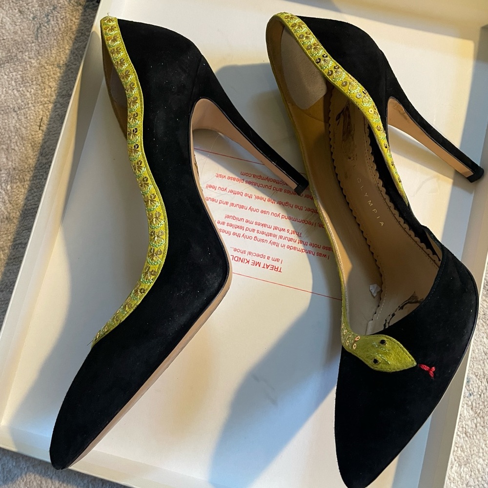 Charlotte Olympia Serpent Vampire Blk Suède size 39